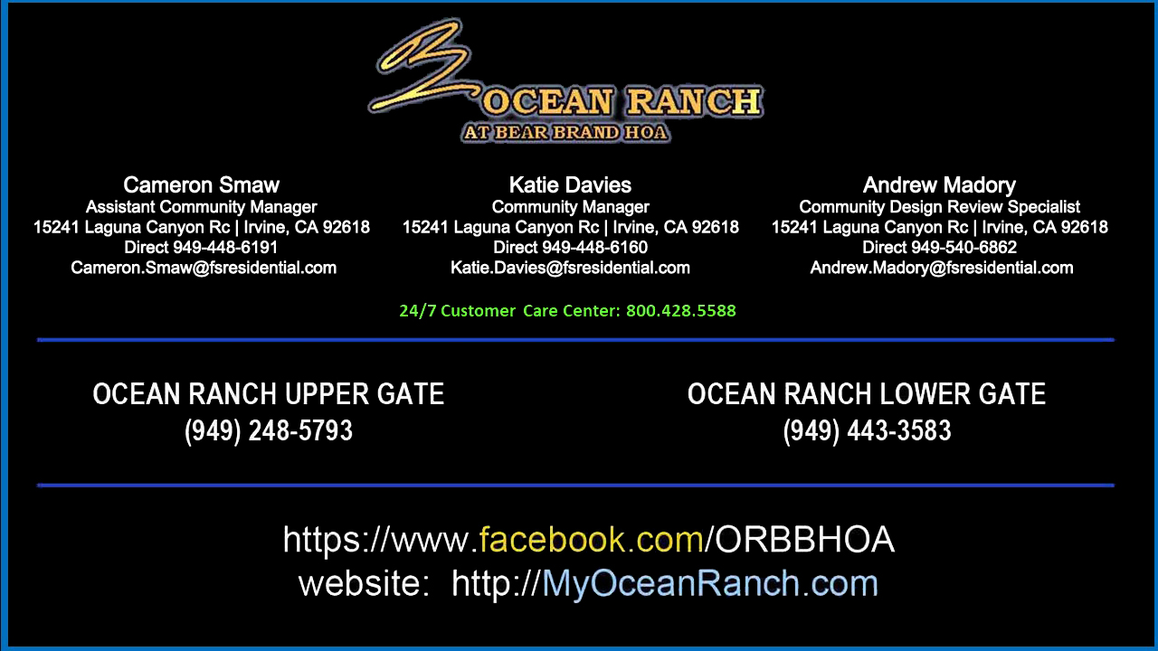 Ocean Ranch Contact Info